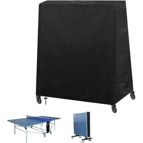 SVKBJROY 210D Wasserdichte Schutzhülle für Tischtennisplatten, geeignet für den Innen- und Außenbereich, Schwarz, 165 x 70 x 185 cm