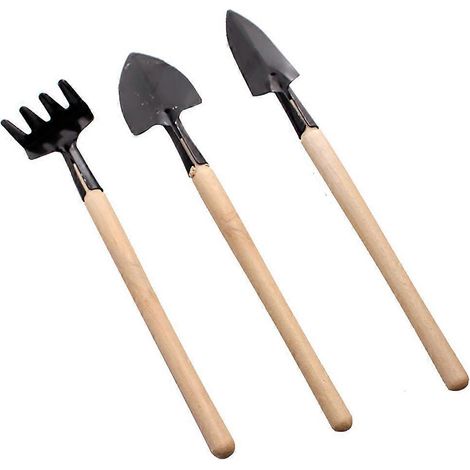 1 ensemble de mini-outils de jardinage, outils de jardinage ménagers avec manche en bois (1/3)