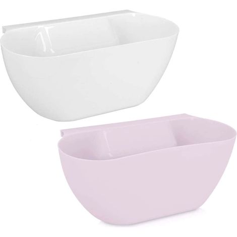 Bac collecteur pour déchets de Cuisine à accrocher - Jeu de 2 poubelles pour déchets organiques - Poubelle en blanc rose (1/5)