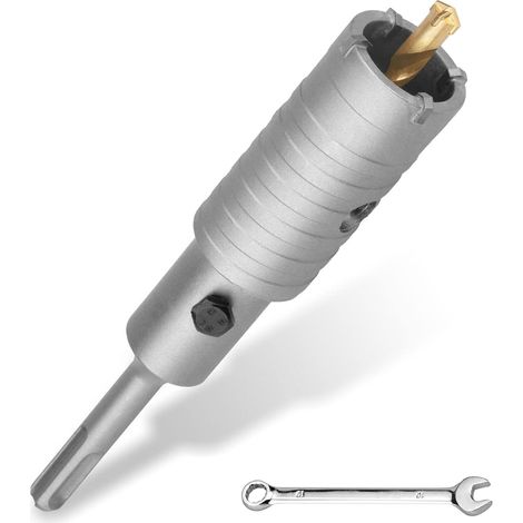 Couronne de forage SDS Plus - 30 mm - Filetage M22 - SDS plus adaptateur - 120 mm et foret de centrage 8 x 110 mm - Pour maçonnerie, pierres naturelles, grès, béton, marbre (30 mm) (1/5)