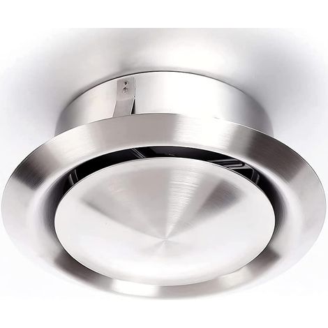 Bouche VMC 125 mm Inox - Bouche aération réglable ronde 125 mm - Extraction ou insufflation - En acier inoxydable 304 pour conduit et gaine VMC, hotte et extracteur - Mur ou plafond (1/5)