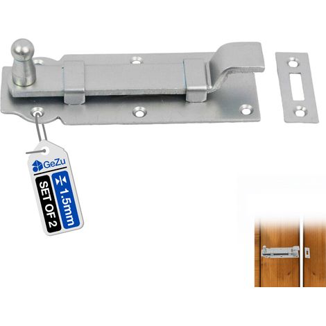 Lot de 2 Verrous porte‑cadenas 120 x 45 mm – Électro‑galvanisés (galvanoplastie) – Targettes de porte blindée avec pêne coulissant – Loquets robustes pour fermeture sécurisée – Verrou baionnette – GeZ (1/5)