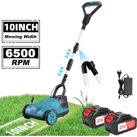 Mini-tondeuse électrique sans fil, désherbeuse, taille-bordures portatif, outil de coupe domestique avec réglage de la hauteur de coupe 2 Batterie (1/5)