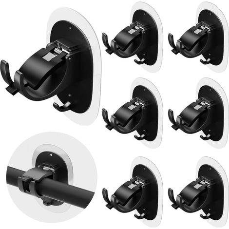 Supports de tringle à rideaux sans perçage, 8 pièces, crochets de tringle à rideaux auto-adhésifs, adaptés aux salles de bains, salons et cuisines.