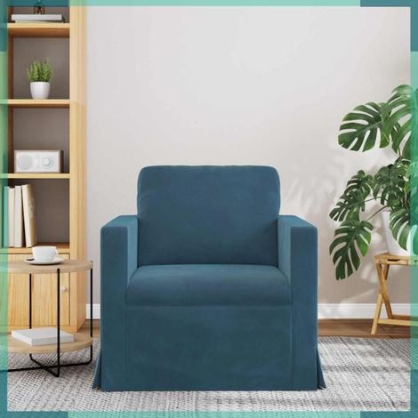 Canapé - 42024412 - Bleu - Velours - 78 x 78 x 80 cm (1/5)