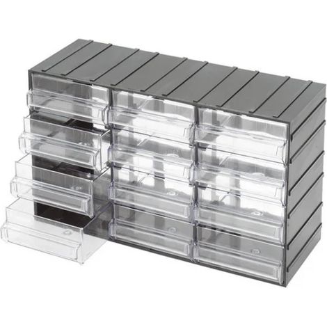 Fervi C085/12 Meuble à tiroirs avec 12 tiroirs coulissants transparents