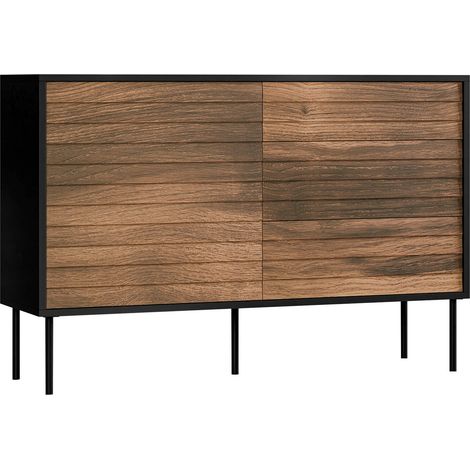 Cómoda Flosoru 101, Nogal + Negro, Con cajones y puertas, Número de cajones: 0, 81x120x40cm