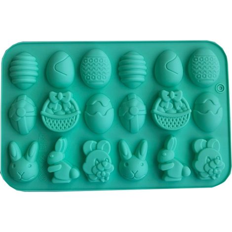 Moule À Pâtisserie - Forme Lapin Et Œuf De Pâques - En Silicone Alimentaire - Pour Gâteaux Chocolats Et Bonbons - 1 Pièce (1/5)