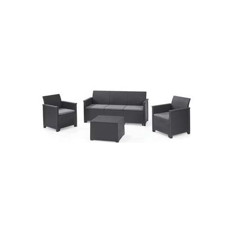 SALOTTINO 4 PEZZI EMMA LOUNGE FLAT WICKER GRAPHITE 5 POSTI -  KETER