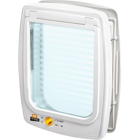 Ferplast SWING 11 Porte pour chien taille moyenne Ferplast SWING 11 avec fermeture à 4 voies, indicateur de direction électronique et Wind Stopper.. Variante - Misure: 31 x 9.6 x h 38.4 cm - Blanc