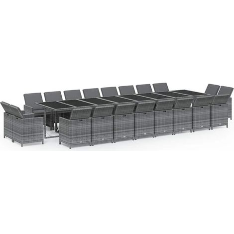 Maison Exclusive - Set da Pranzo per Giardino 21pz con Cuscini Polyrattan Grigio (1/5)