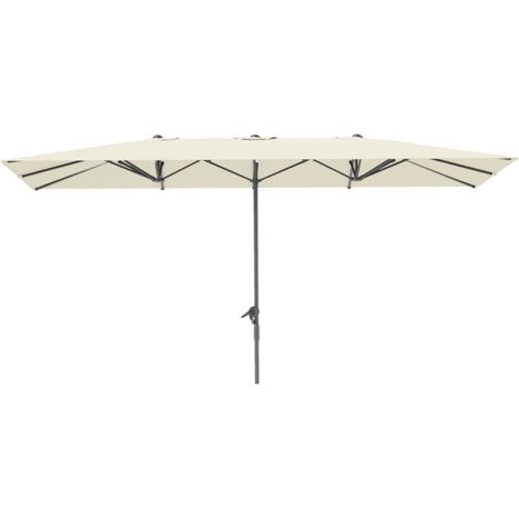 Parasol balcon manivelle-double resistant-vent-UV50-aluminium-creme-blanc-451x264x264cm-Sans socle (1/5)