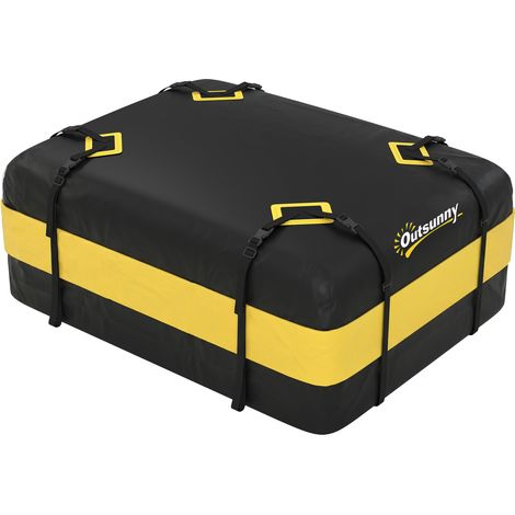 Coffre de toit pour voiture, 425 L, étanche, avec 8 sangles renforcées et crochets de porte, jaune (1/5)