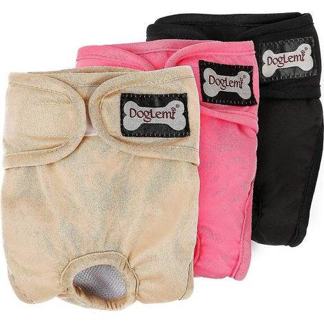 Lot de 3 couches pour chiennes, anti-fuites, lavables et réutilisables.