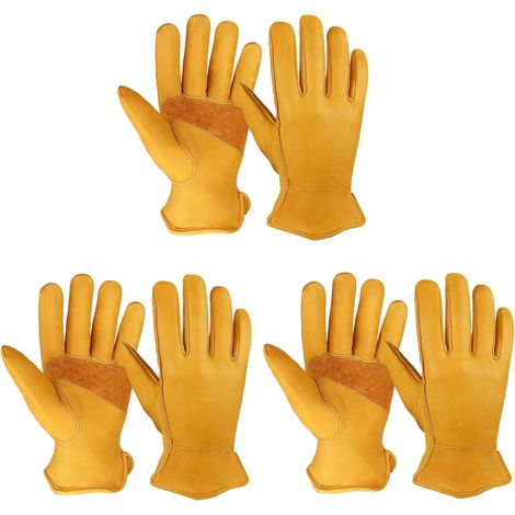Filiyano-Gants de travail en cuir pour homme, gants de jardin en cuir de vachette avec paume renforcée, pouce flexible en forme de clé de voûte (1/5)