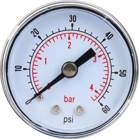 Manometer für Luft, Öl und Wasser 1/8"-BSPT-Anschluss hinten 0–60 psi / 0–4 bar