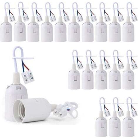 20 Pcs Douille Ampoule Plafond E27 à Visser de Chantier, Base Plafonnier Culot E27, Support de Lampe Plafonnier a Encastrer, pour Ampoules à Incandescence, Lampes Halogènes(Blanc) (1/4)