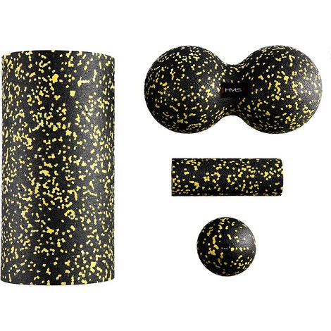Juego de rodillo y pelota de masaje, negro-verde, material EPP. (1/5)