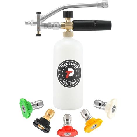 Schaumkanone mit Doppelanschluss, 1/4-Zoll-Schnellkupplung, 5 Hochdruckreinigerdüsen, 1 Liter (1/5)