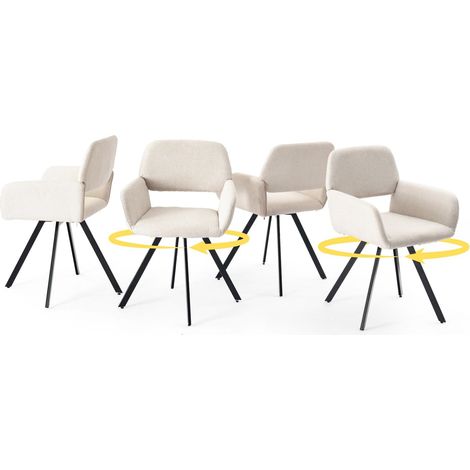 URBAN MEUBLE Lot de 4 chaises de salle Ă manger scandinaves rotative tissu beige (1/5)