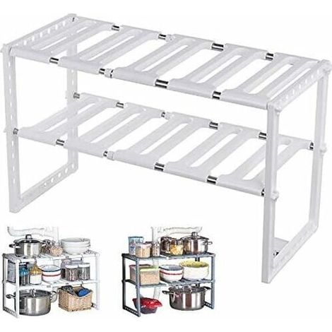 Étagère Extensible Sous Évier 50-70cm, Organisateur de Rangement Multifonction pour Cuisine et Salle de Bain (1/4)