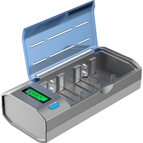 Universelles LCD-Ladegerät für Akkus, Schnellladegerät für AA/AAA/SC/C/D Ni-MH-Akkus mit Entladefunktion