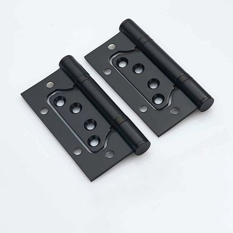 Charnières en Acier Inoxydable, 4 Pouces Rectangulaire Feuille 100mm Charnières de Porte, Noir,4pcs (1/4)