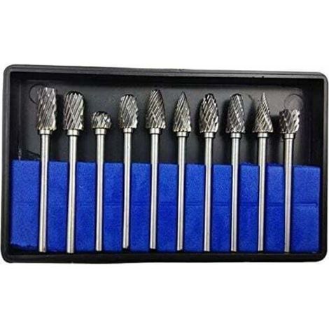 10PCS 3mmx6mm Fraises de Coupe Rotative Carbure Rotatifs Burr Dremel Outils Pour Travail Du Bois De Gravure, PerçAge (1/4)