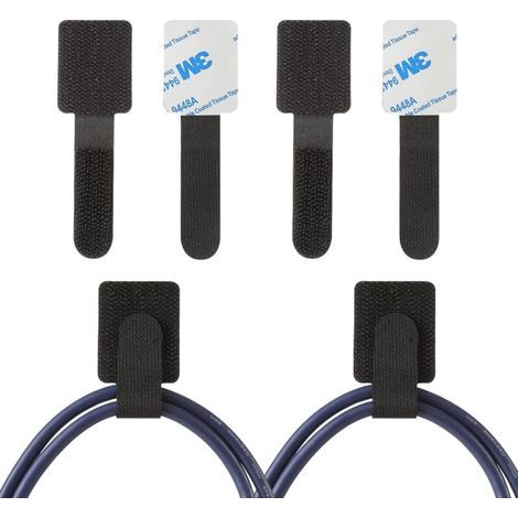 ZOLGINAH 30 fascette adesive per cavi con chiusura in velcro, morsetti per cavi riutilizzabili e regolabili, fascette multifunzionali in nylon per ufficio, cucina, bicicletta, gestione dei cavi – Nero (1/5)