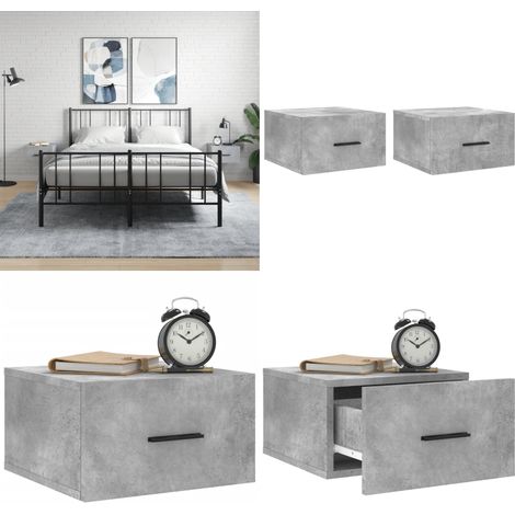Mesitas de noche de pared 2 uds color gris hormigón 35x35x20 cm - Mesita de pared - Mesita de noche de pared