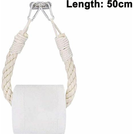 Jute Rope Toilet Paper Holder, Industrial Wall Mounted Towel Rack with Metal Hook for Bathroom, Towel or Shower Curtain (1/5)