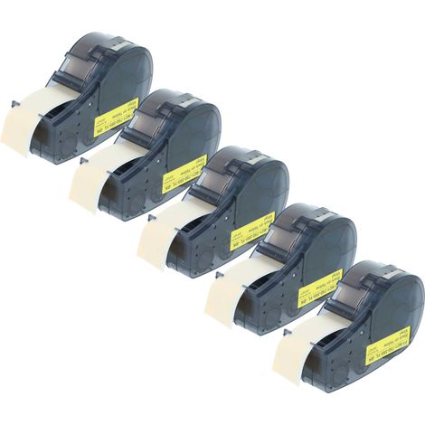 vhbw 5x Label Tape Replacement for Brady M21-750-595-YL for Label Printer 6.4m x 19.05 mm, Black on Yellow, plastic (1/4)