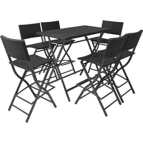 Ensemble à manger d'extérieur pliable 7 pcs，Salon de jardin Acier Résine tressée CFW41448 (1/5)