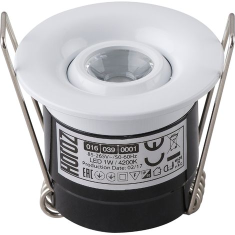 Mini spot LED 1W orientable rond blanc – Éclairage d'accentuation 20° – 4200K blanc naturel – Pour faux plafond 50mm – Transformateur inclus – Horoz Electric (1/3)