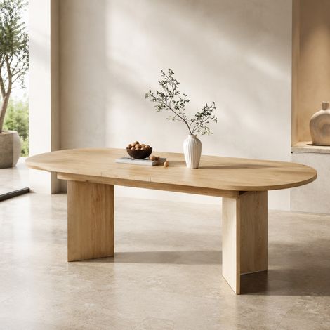 Tavolo allungabile 120/160x80 cm in MDF effetto rovere FloraGrace (1/5)