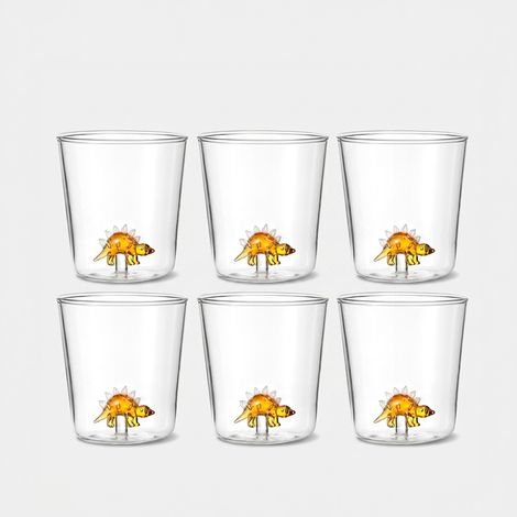 Set 6 bicchieri in vetro decorati Made in Italy Stegosaurus (1/2)