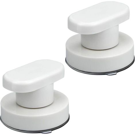 Lot de 2 poignées à ventouse pour abattant de WC, poignée de porte, poignée de tiroir avec ventouse puissante pour porte vitrée, miroir en verre pour salle de bain (1/4)