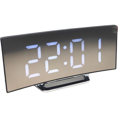 Horloge électronique créative à écran incurvé, horloge miroir LED grand écran, réveil silencieux (1/5)