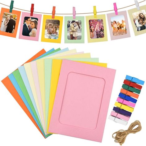 30 cadres photo en papier (couleur), cadres photo en carton coloré