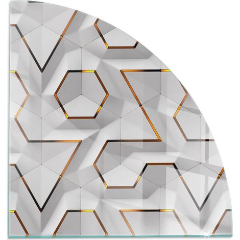 Décorative Plaque de protection de sol en verre trempé pour cheminée ou poêle moderne Motif géométrique 3D 1/4 100x100 cm (1/5)