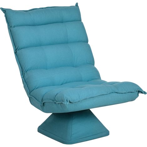 Poltrona da pavimento reclinabile girevole in acciaio blu (1/5)
