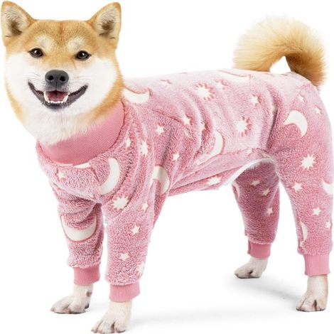 Pyjama polaire pour chien élastique, bonne coupe, tailles moyennes et grandes (L, rose)