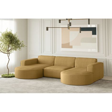 Wohnlandschaft U-Form Sofa PALMA in Stoff Scala Senfgelb (1/2)