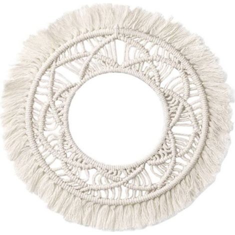 Décoration murale ronde en macramé Décorations d'art tissées Boho pour chambre d'enfant (1/4)