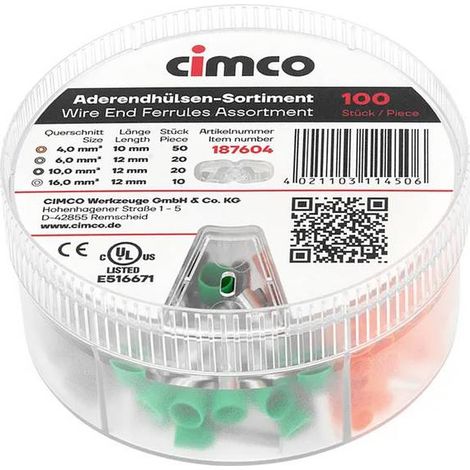 Cimco 187604 Assortimento Capicorda Parzialmente isolato 1 KIT
