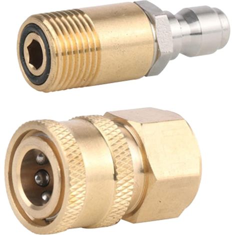 Pression Rondelle Set Adaptateur Kit de Connexion Rapide Libération Rapide Tuyau d'eau Raccord 1/4"Filetage Mâle: M18x1.5 Filetage Femelle: M18 (1/5)