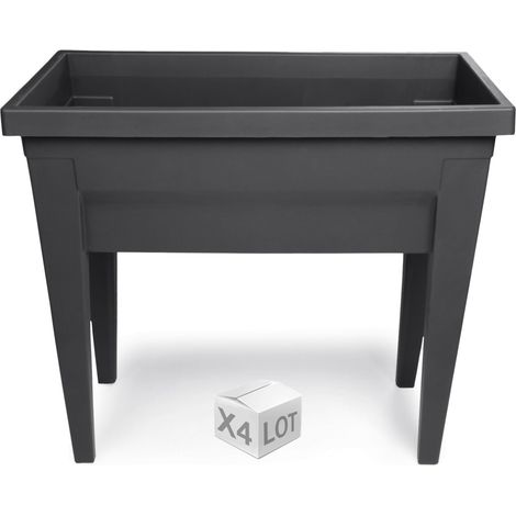 Lot de 4 espaces potager VEG&Table City Anthracite - 76 x 38,5 x 68 cm - 57L