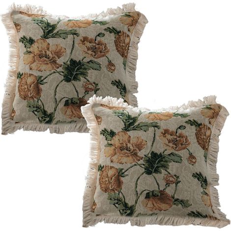 Fundas de cojín decorativas con borlas, 45 x 45 cm, estampado de pájaros, para sofá y salón en primavera.