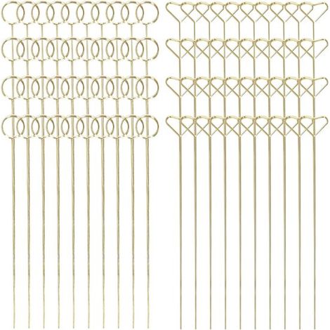 40 pezzi di portacarte segnaposto in filo metallico a forma di fiore - fermagli dorati per bouquet e composizioni floreali - matrimoni, feste, compleanni (20 rotondi - 20) (1/5)