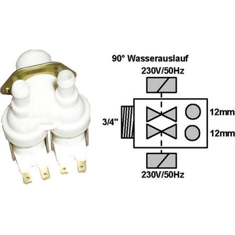 ELECTROVANNE 2VOIES 90° 10MM pour LAVE LINGE BRANDT - 55X8393